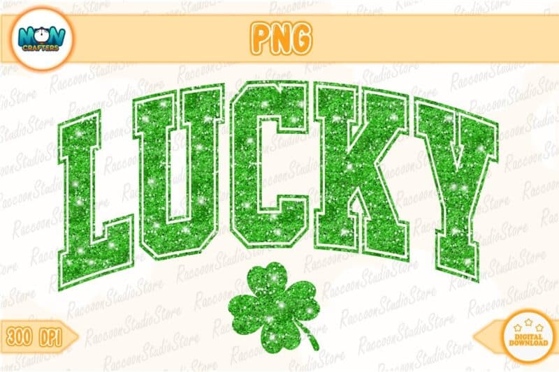 lucky-st-patricks-day-png-faux-glitter-instant-download