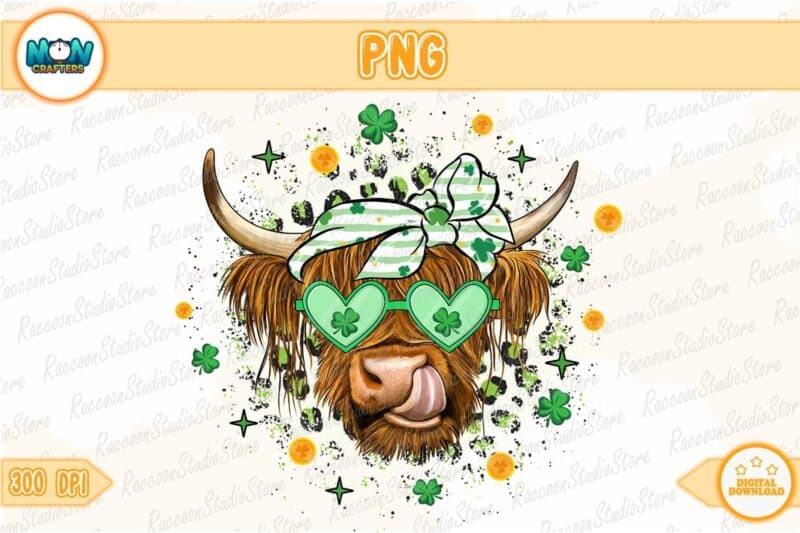 st-patricks-day-highland-cow-cartoon-instant-download