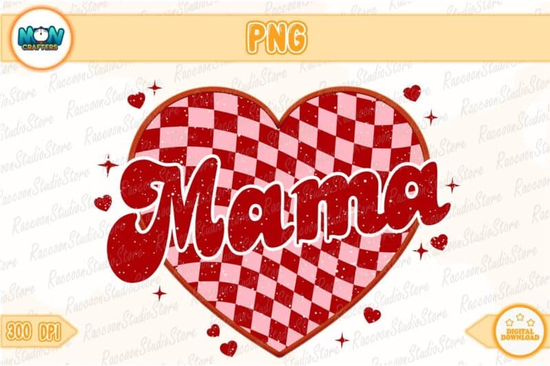 retro-mama-mini-checkered-heart-png-instant-download
