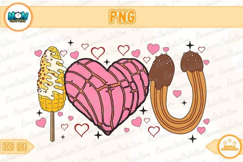 conchas-i-love-u-valentine-png-instant-download
