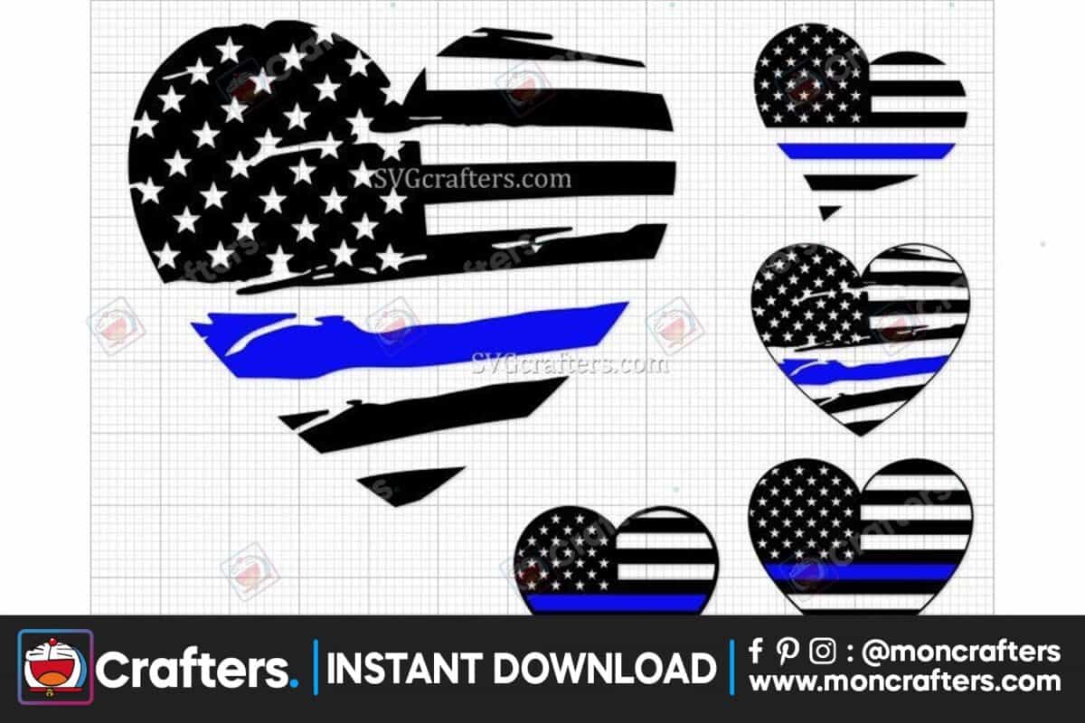 police-heart-svg-heart-blue-line-svg