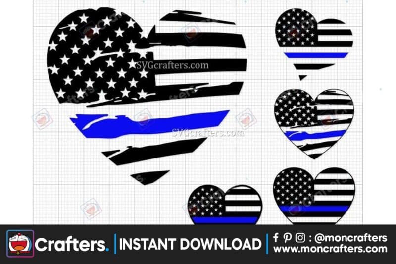 police-heart-svg-heart-blue-line-svg