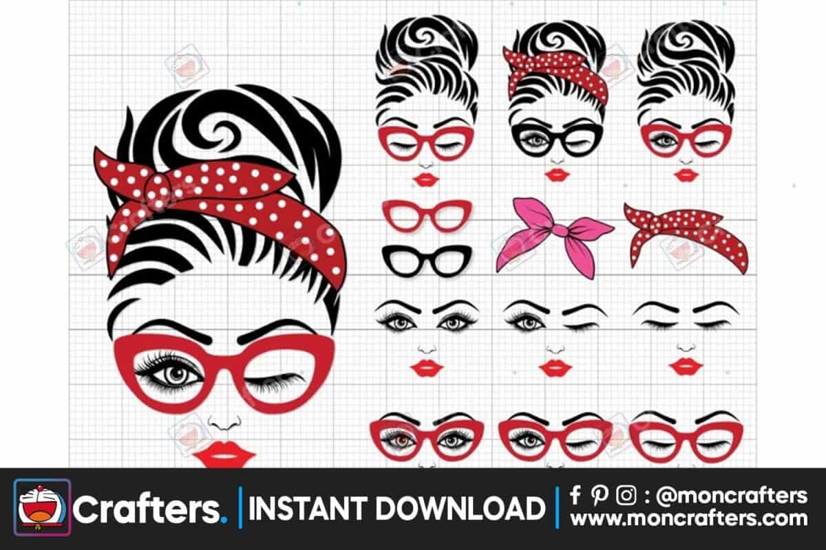 messy-bun-with-glasses-svgmessy-bun-svg