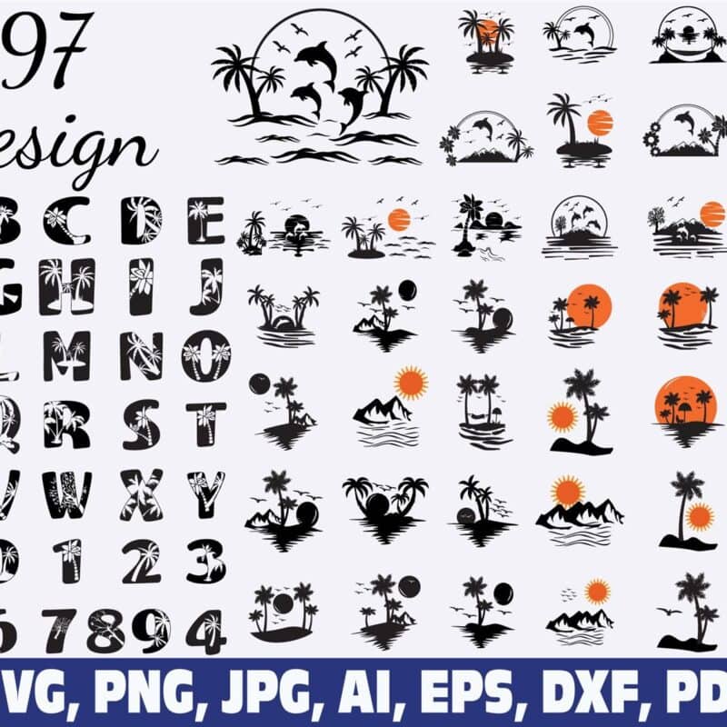 palm-trees-svg-fonts-beach-monogram-alphabet-svg-palm-tree-svg-tropical-island-summer-sunset-vector
