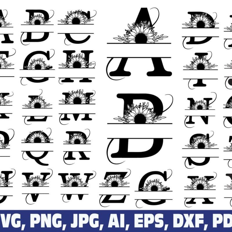sunflower-split-monogram-alphabet-letter